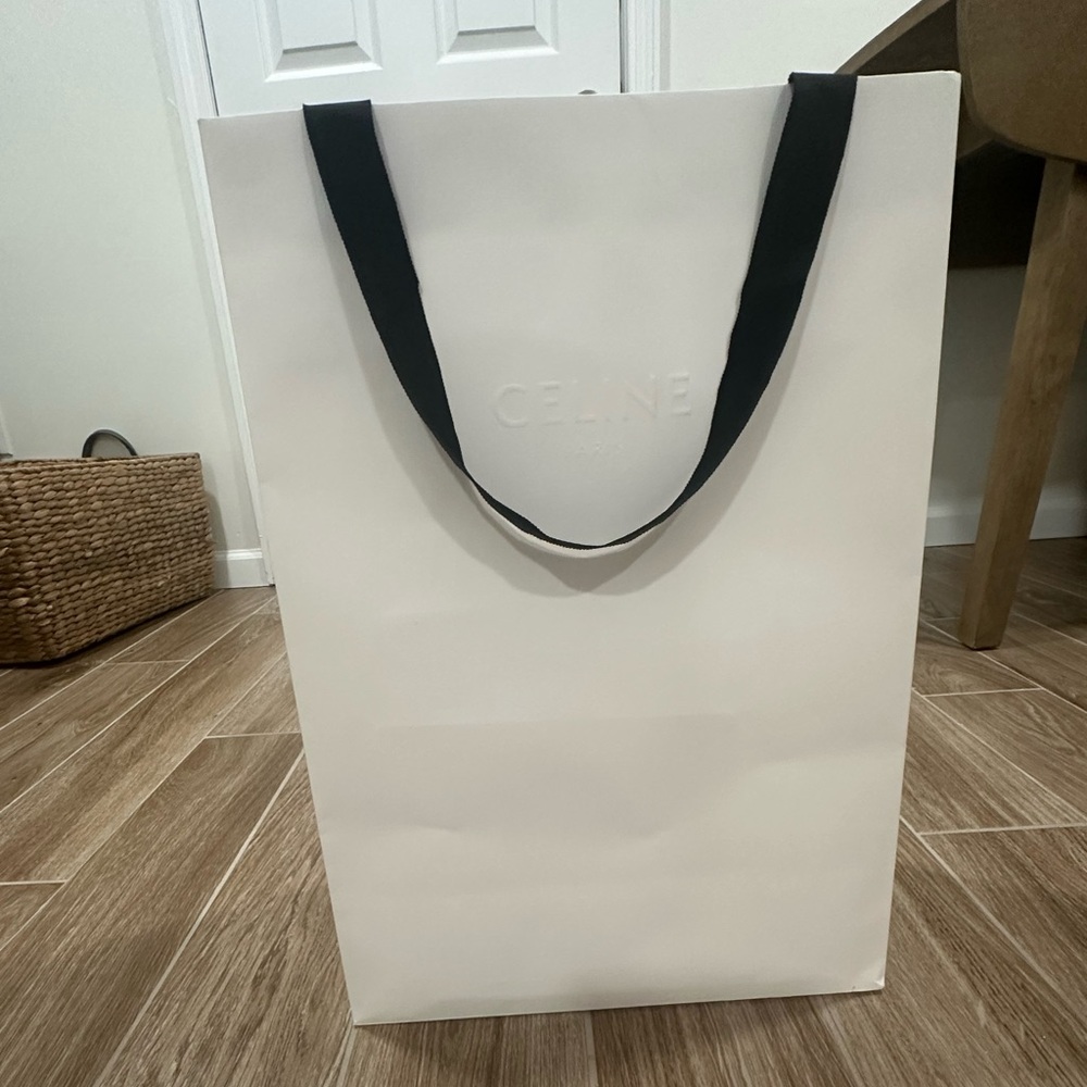 Celine Cream Tote with Black Straps